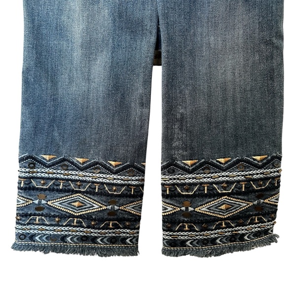 Driftwood Colette Crop Jeans Embroidered Studded Bohemian BOHO - Picture 7 of 10